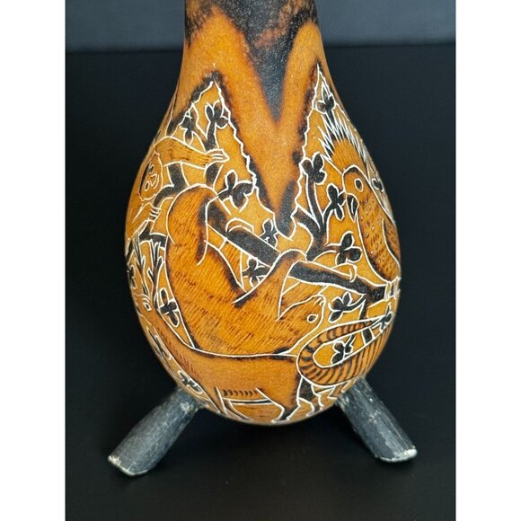 Hand-Carved Gourd Bird Figurine With Intricate Designs - Picture 11 of 14